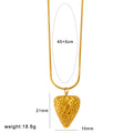 Stainless steel fruit charm necklace on alloy chain, showing apple, grape, and watermelon pendant options.
