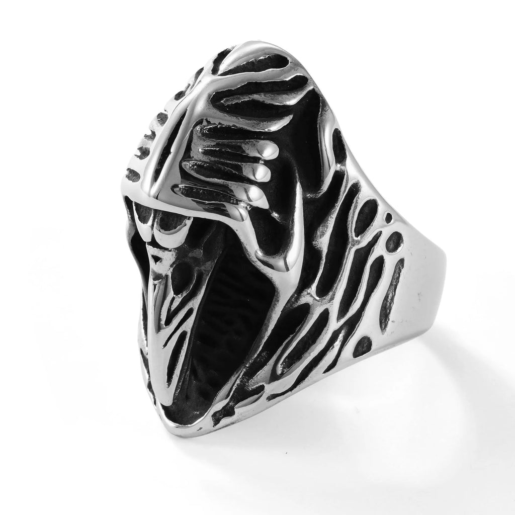 Crow stainless steel ring with geometric shape, retro style, colour MR166, unisex size 18-22