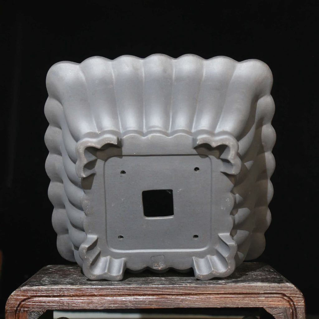 Purple sand ceramic square bonsai pot with classical styling and 37cm x 15cm inner diameter