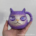 Crystal Earth Cat Cup resin decorative craft in blue, green, pink, or purple colour options