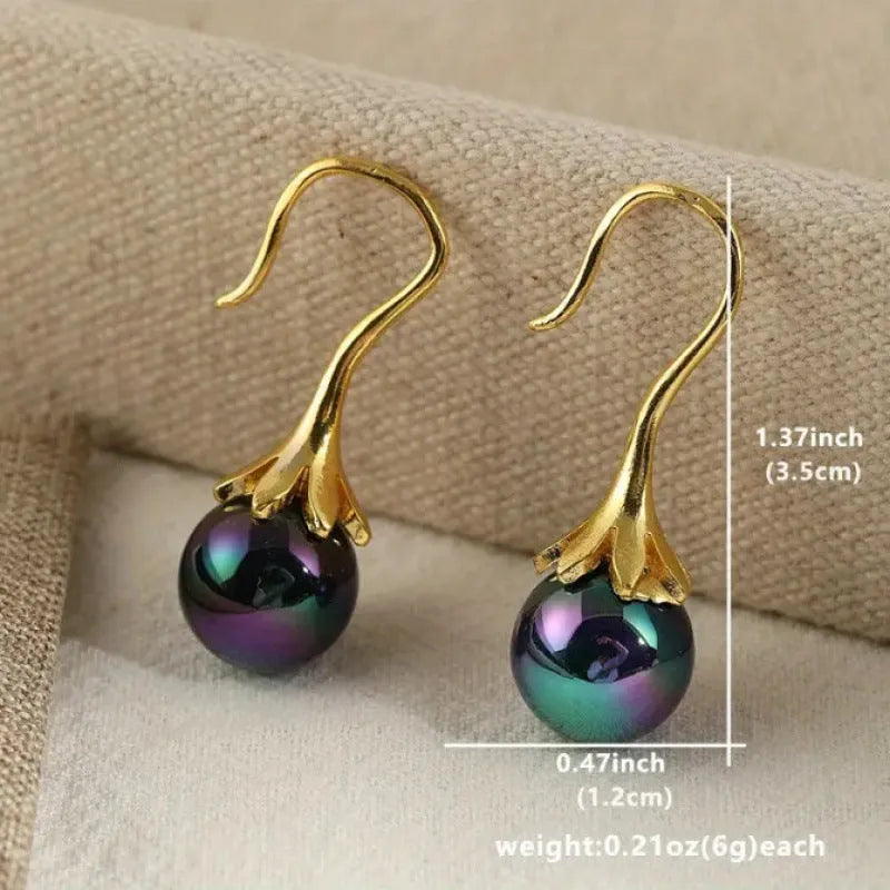 Gold-tone retro fashion women's earrings with electroplated finish and alloy construction