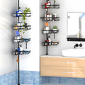 Hole-free bathroom storage rack with 4 adjustable layers in stainless steel and iron construction