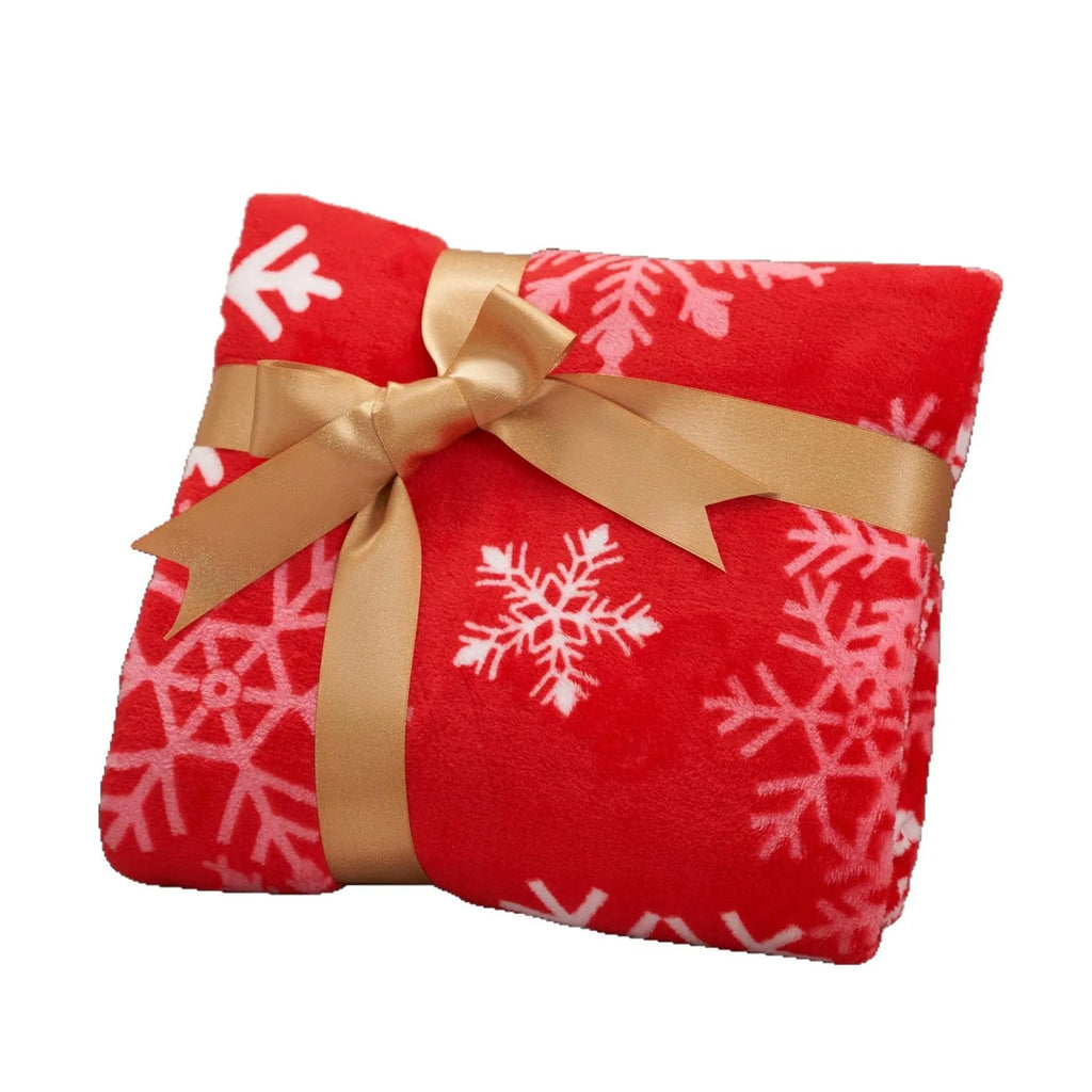 Soft flannel Christmas blanket in chosen colour with American style design on furniture