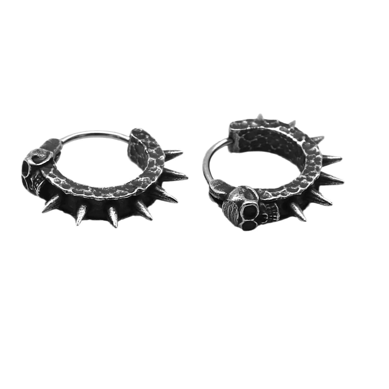 Geometric black alloy punk motorcycle stud earrings for men and women