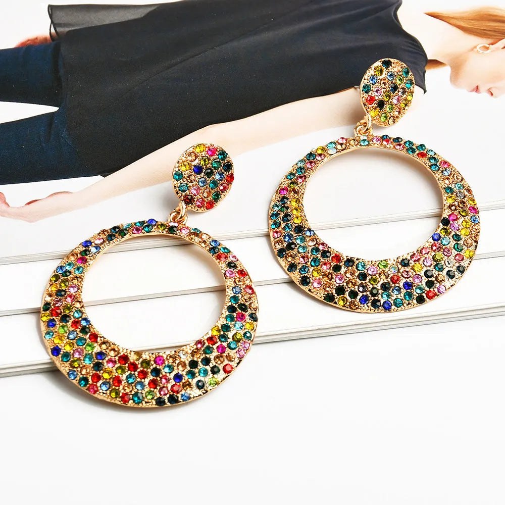 Colourful cartoon style metal pendant earrings with European American fashion design
