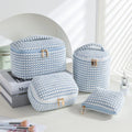 Flannelette makeup bag four-piece travel set in cube style design with modern simplicity aesthetic