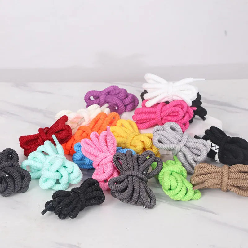 Oval round rope shoelace adapters in various colours showing 1.0 width and length options for sneakers and sweatshirts