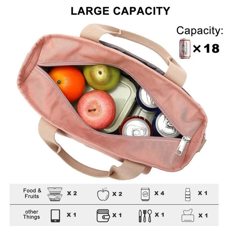 Portable cube-style picnic bag with removable shoulder strap in black, green, or pink colour options