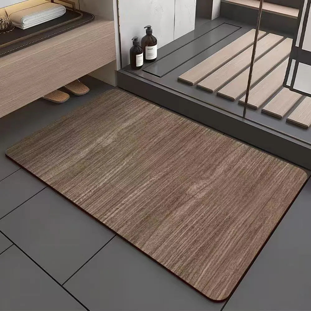 Diatomite bathroom floor mat with wood grain pattern in American style