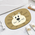 Cartoon animal diatom mud bathroom mat in Mr Brown Bear design on tiled floor.
