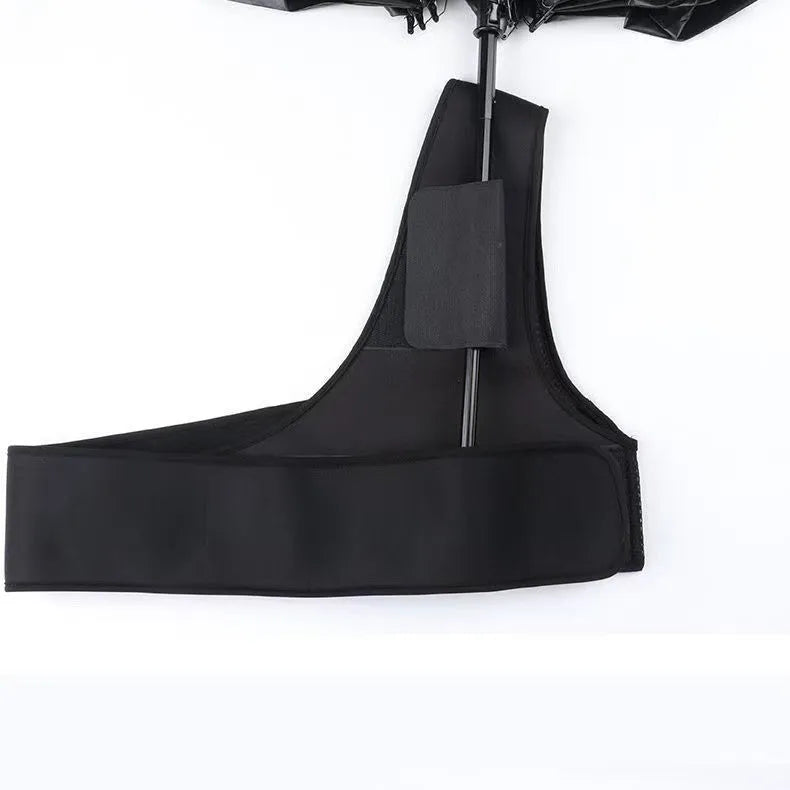 Portable sunshade umbrella holder fixed shoulder strap black diving cloth for manual umbrellas