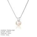 St Delan women's stainless steel necklace with imitation pearl and zircon pendant, gold colour, box chain