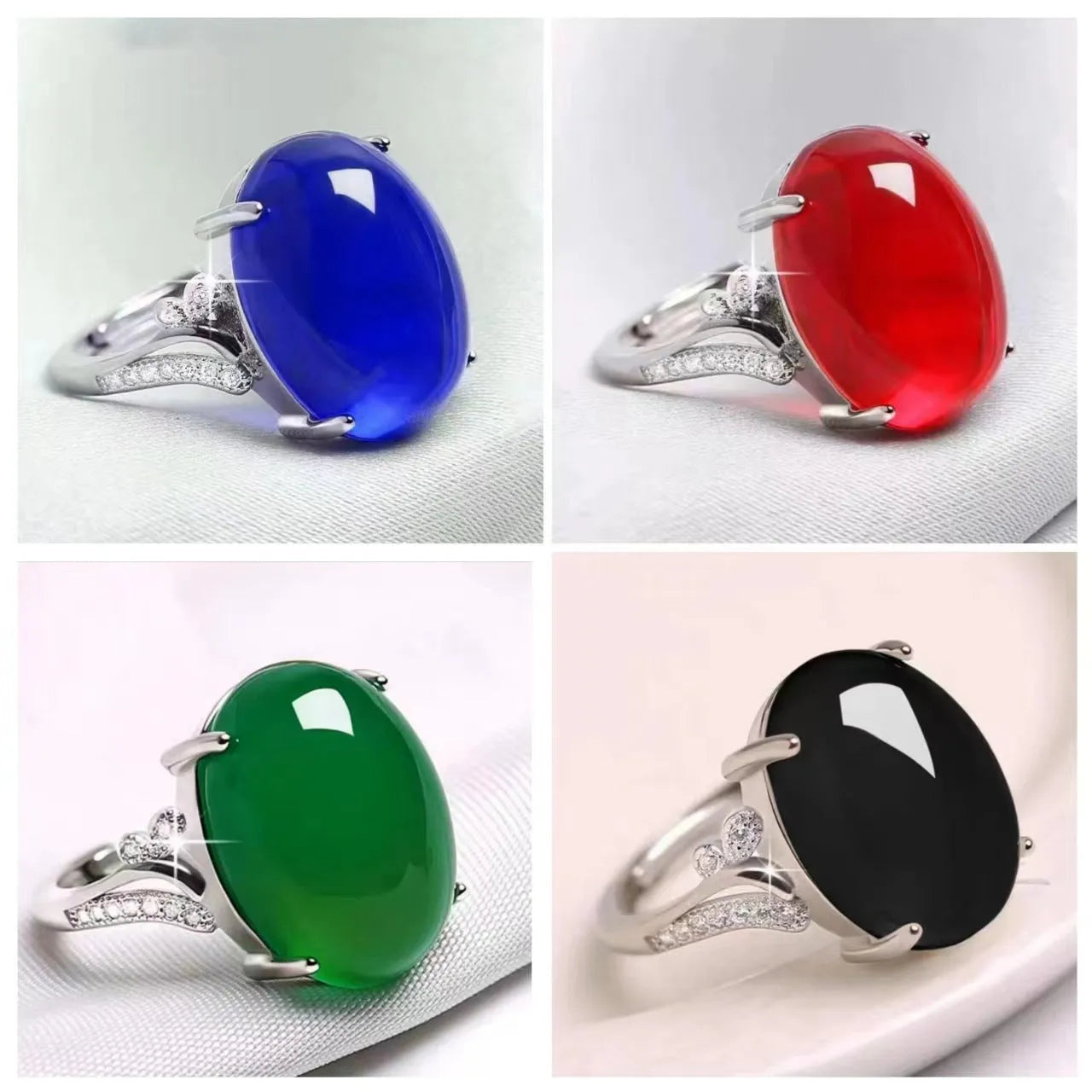 Adjustable natural sapphire alloy ring with ethnic geometric patterns in multiple colour options