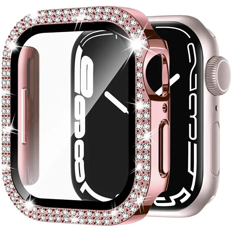 Apple Watch privacy case with double diamond glass peep-proof protection in multiple colour options