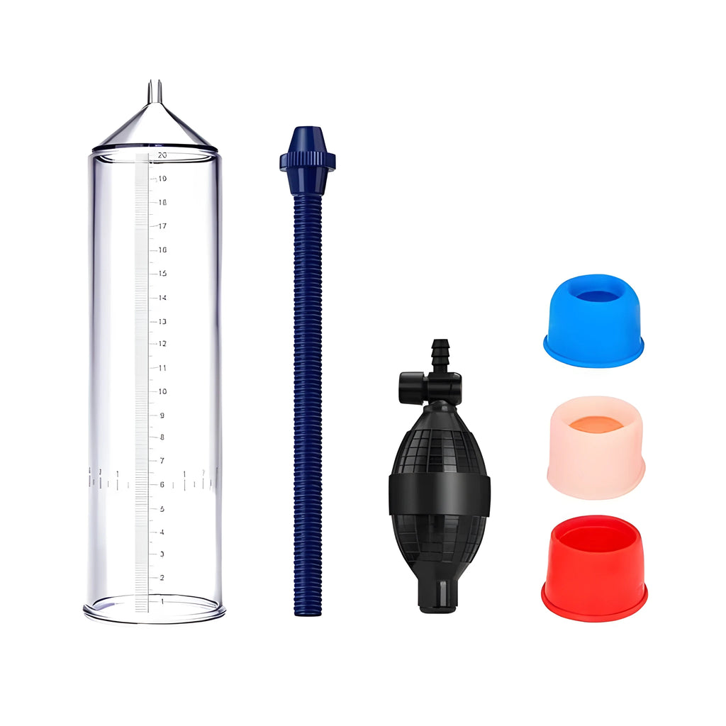 Male minimalist home exercise machine silicone cover kit with plastic valve exerciser and accessories