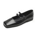 Genuine sheepskin leather Mary Jane ballet flats with cross-buckle strap in silver colour
