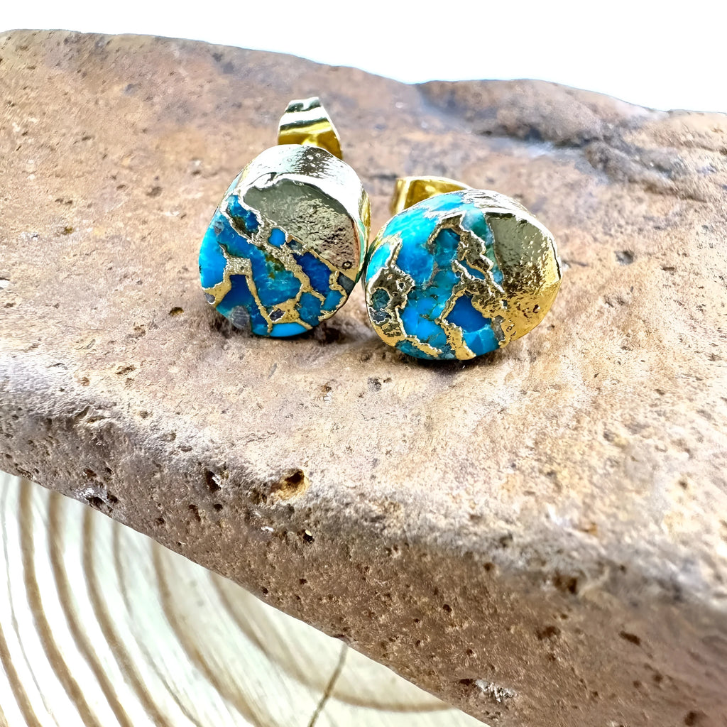 Natural stone bohemian stud earrings irregular unisex design colour ER1031