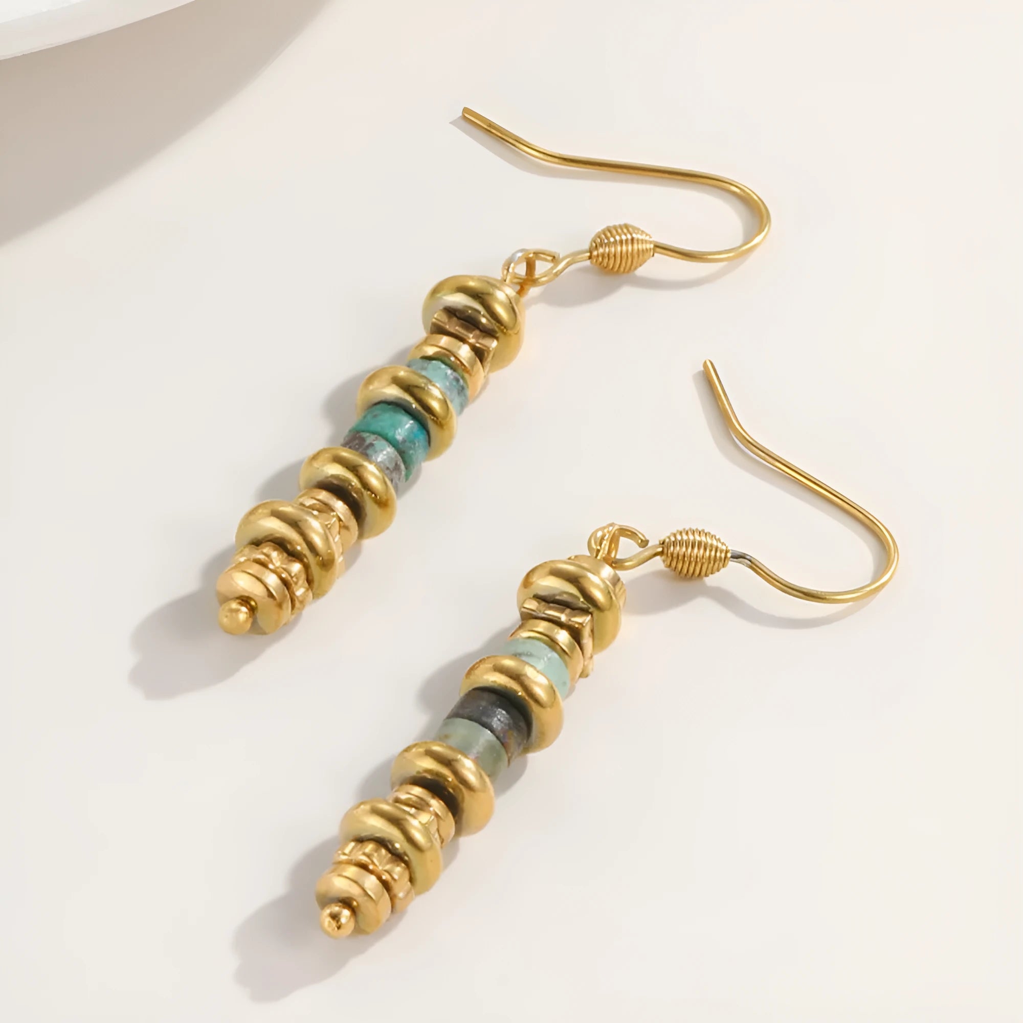 Silver-tone geometric titanium steel dangle earrings with 45mm drop length