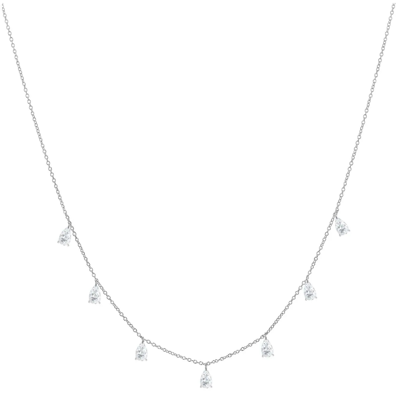 Gentle drop-shaped artificial zircon pendant on 925 silver O-shaped chain necklace