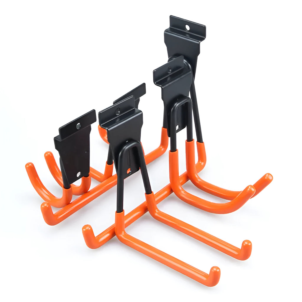 Carbon steel wire-wrap board storage hook set with screws in bright grey finish