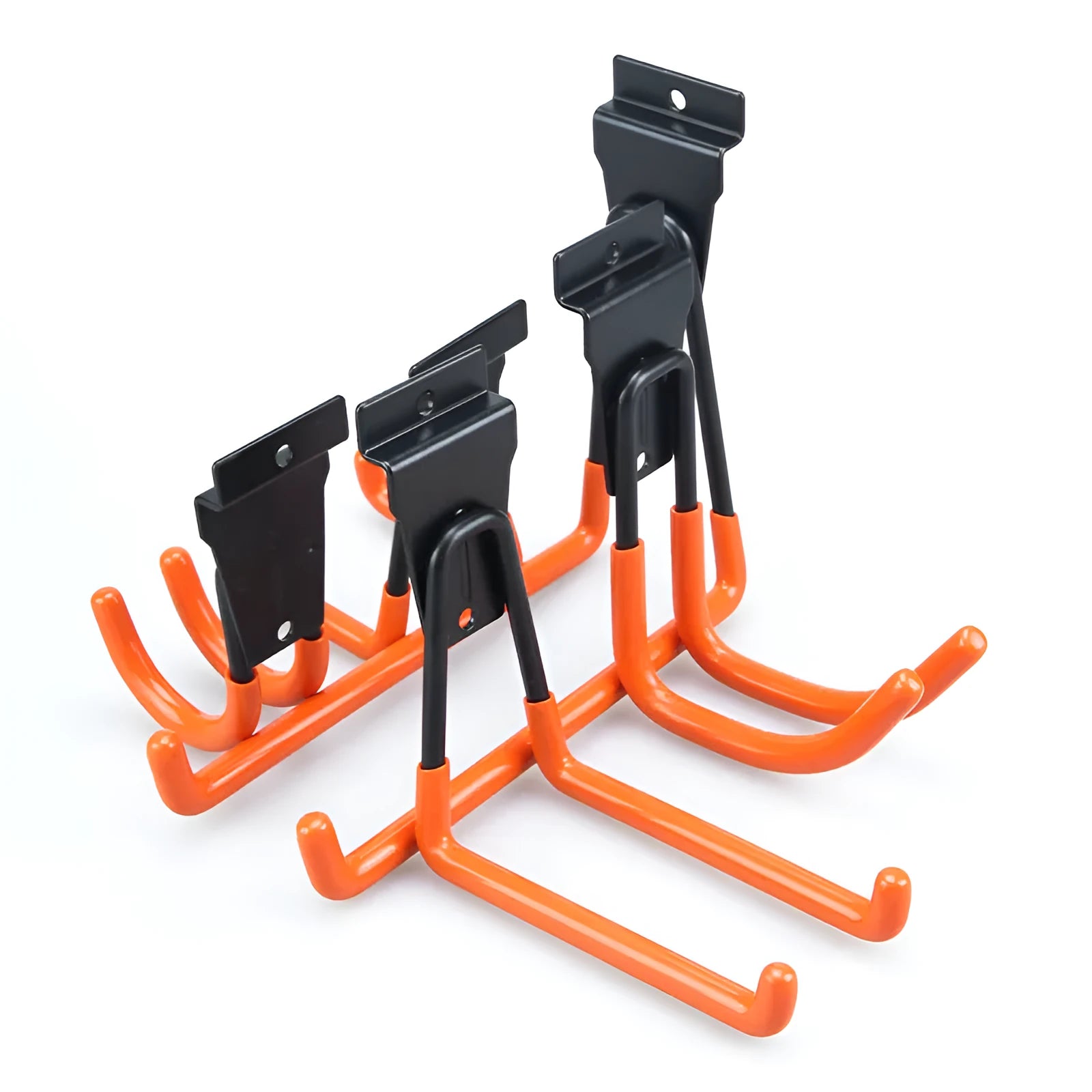 Carbon steel wire-wrap board storage hook set with screws in bright grey finish