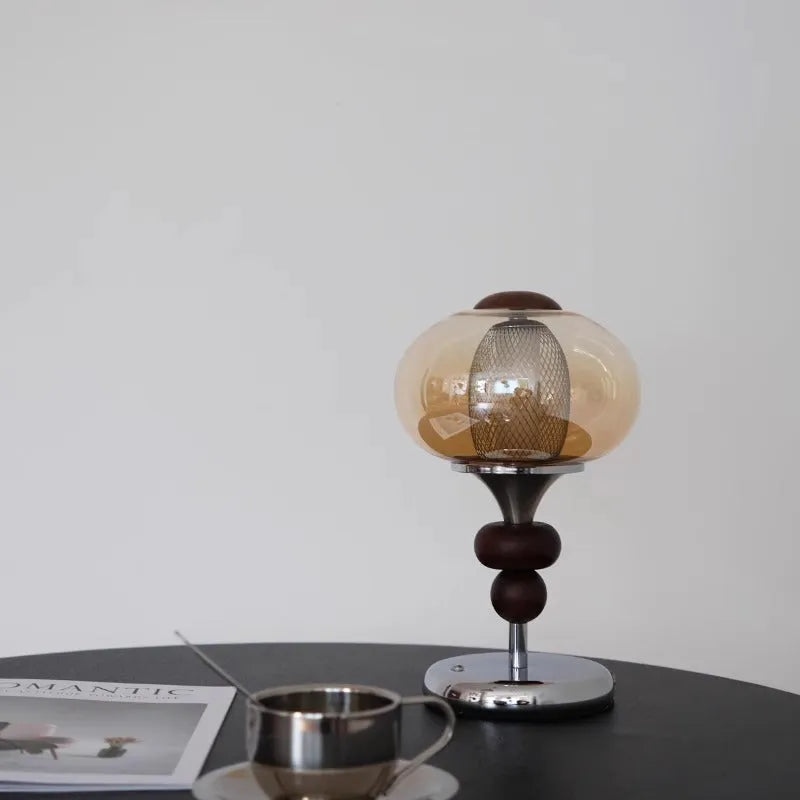 Zhonggu solid wood palace table lamp with touch switch, USB rechargeable, 5W LED, 16x28cm, retro style