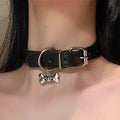 Black little bell shape pet collar with regular chain and adjustable perimeter 21-50cm