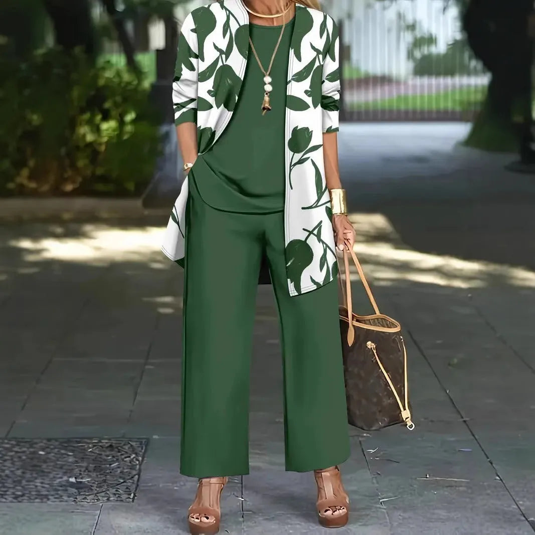 Women's three-piece casual suit set in Japanese Korean style with coat, vest and trousers