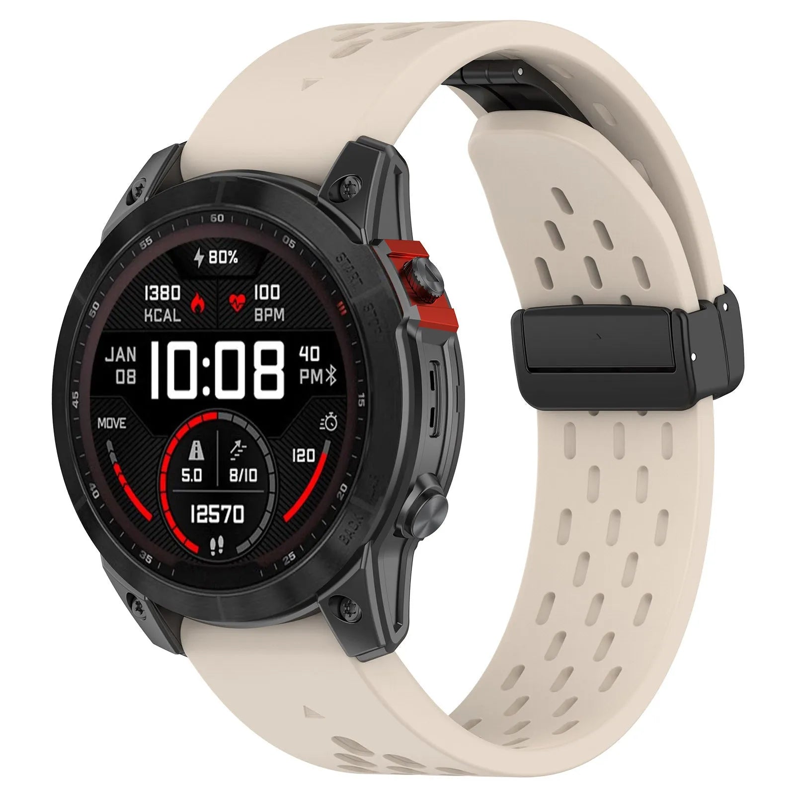 Garmin Fenix quick release replacement watch strap in multiple colours showing 20mm, 22mm, and 26mm size options.