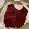 Women's slim-fit half-sleeve polyester pullover jumper in Angora red colour
