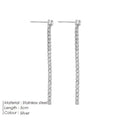 Women's geometric zircon earrings with Chinese style line patterns in stainless steel gold or steel colour