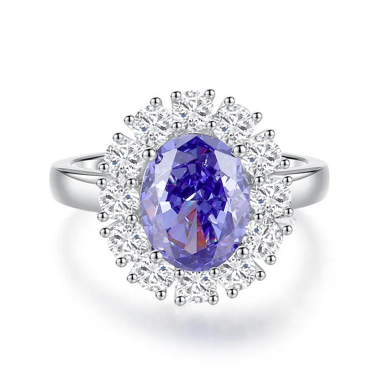 Heart-shaped sterling silver women's ring with an ice flower cut Tan Sang zircon.