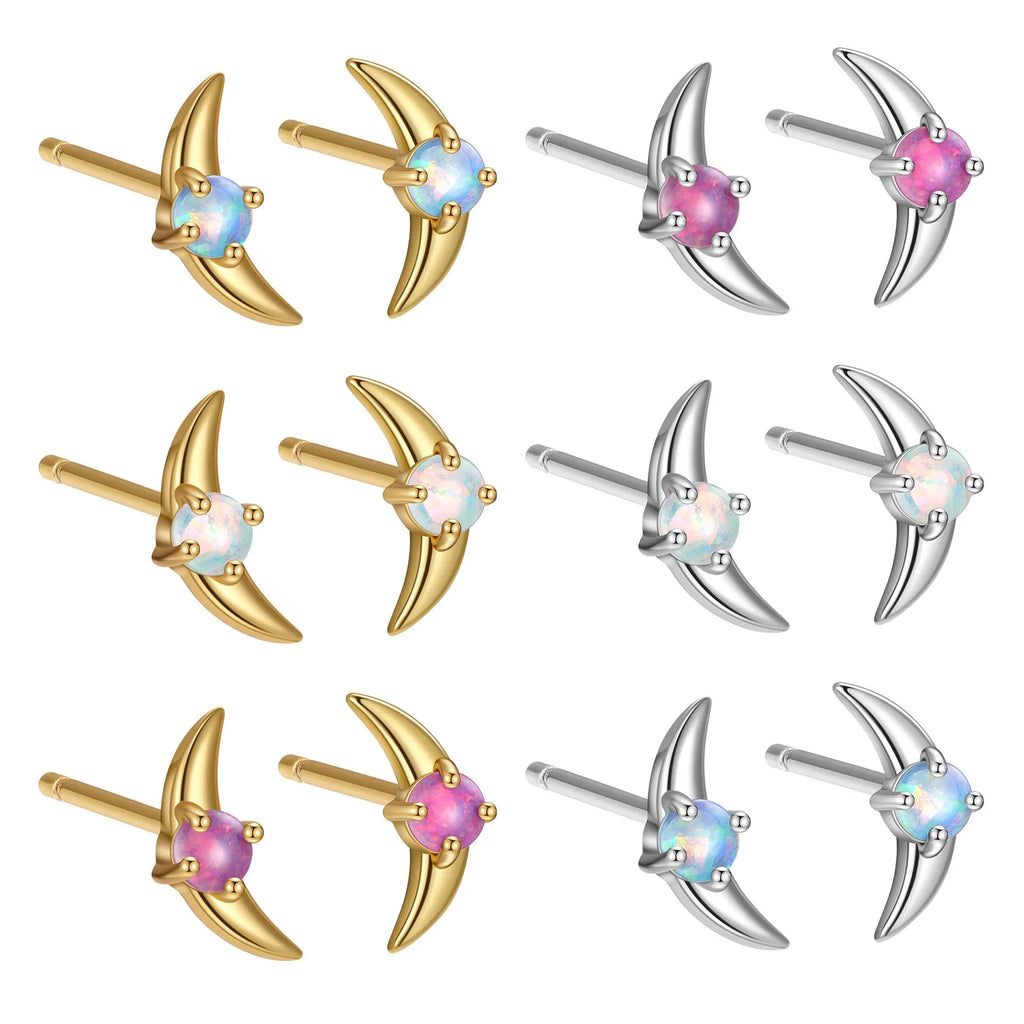 Geometric women's earrings in 925 silver with gold or platinum plating and coloured stone options