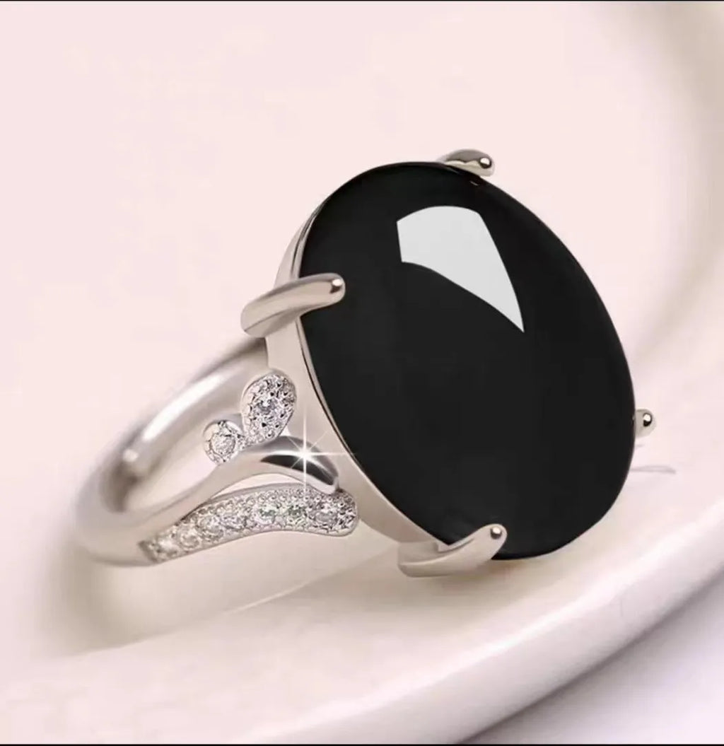 Adjustable natural sapphire alloy ring with ethnic geometric patterns in multiple colour options