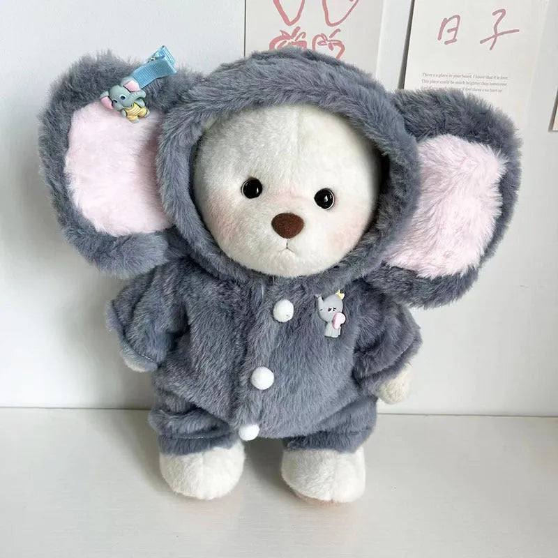 Grey elephant pattern jumpsuit for 30cm Lina bear doll