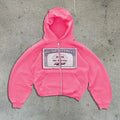 Unisex loose fit hoodie zipper jacket with letter pattern and zipper pocket in polyester fibre
