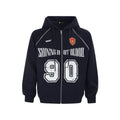 Women's loose American retro style cardigan with embroidered letters in cotton blend fabric