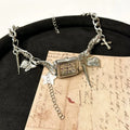 Dark style multi-layer cross necklace with twin clavicle chains and adjustable 41-50cm fit