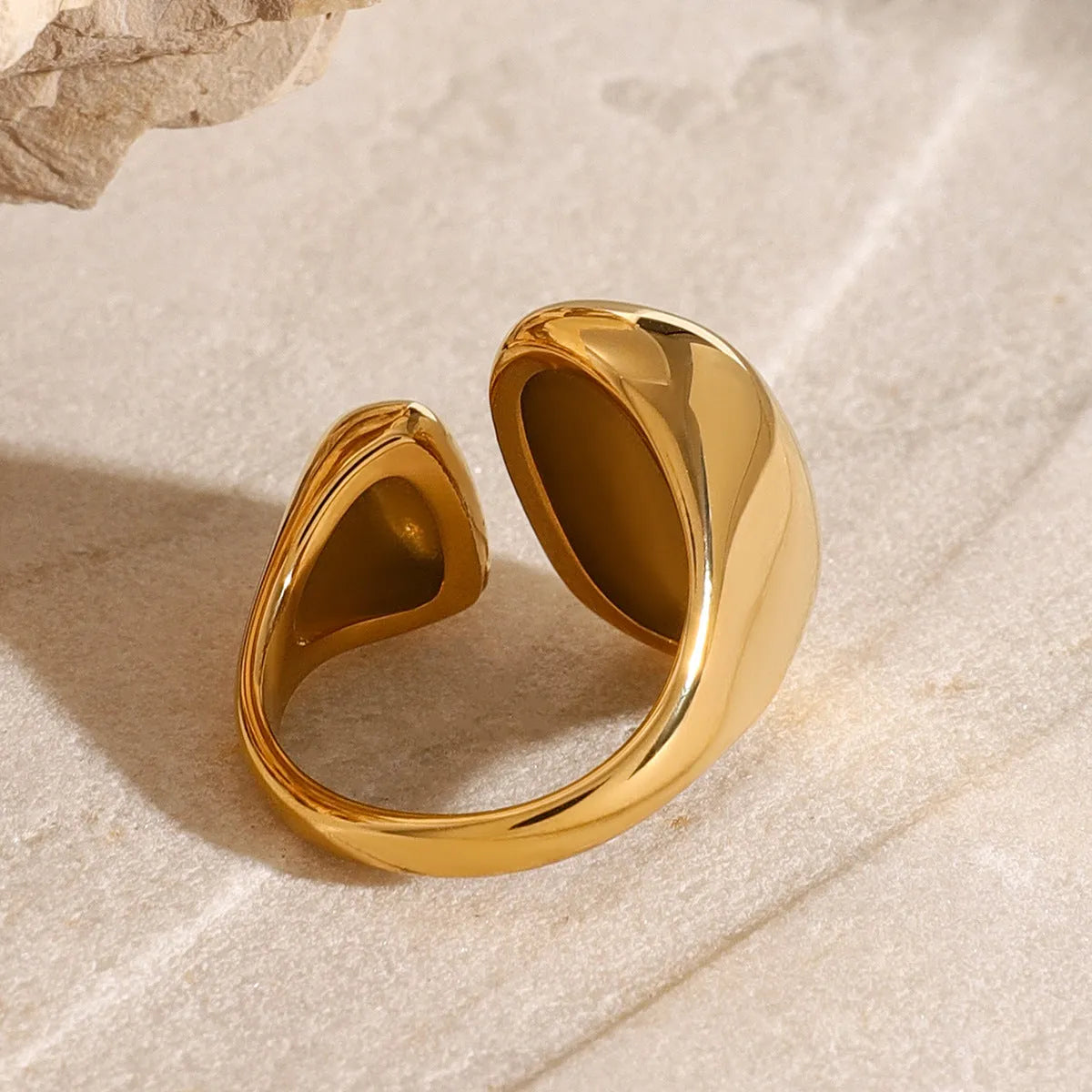 Geometric stainless steel open ring with exaggerated European American styling