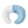 Split-shaped nursing pillow with removable cover in light blue colour for breastfeeding support and spill prevention