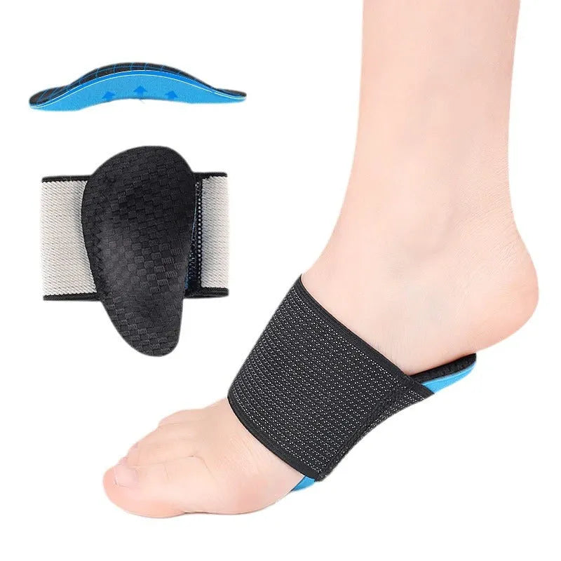 Blue elastic bandage foot pad for flat foot arch support, suitable for adults and children