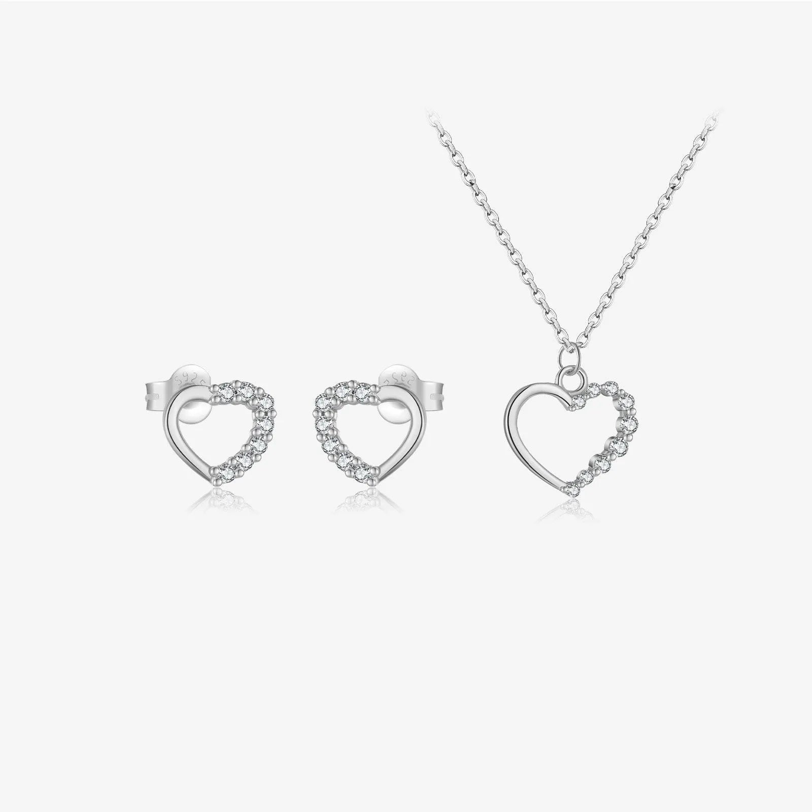 S925 sterling silver hollow heart necklace for women with regular chain available in white gold colour