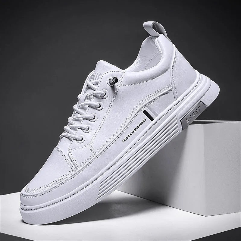 Men's black and white low-top skate shoes with elastic band and rubber soles