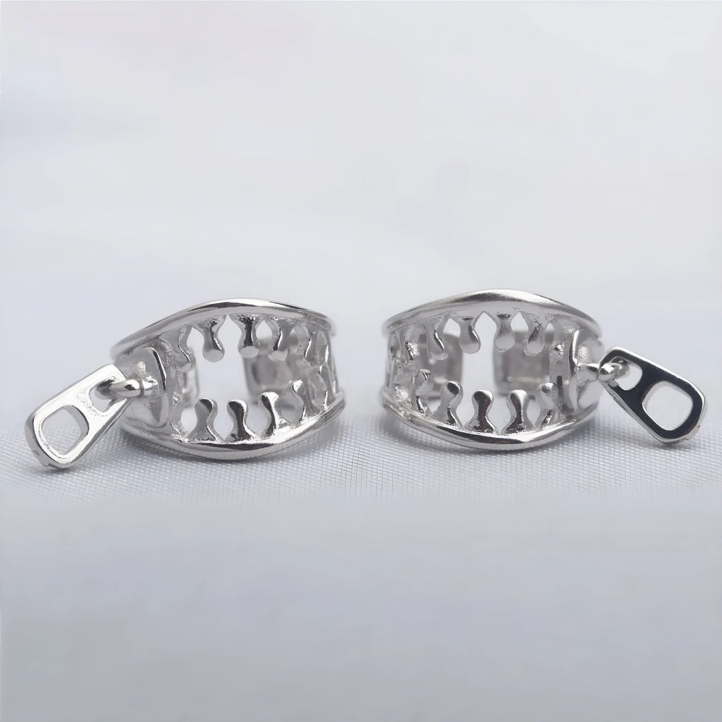 Copper geometric line pattern ear clips with bone clip back