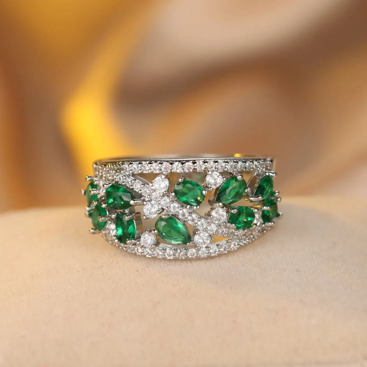 Women's hollow round fashion ring in copper with choice of gold or platinum plating and colour finishes