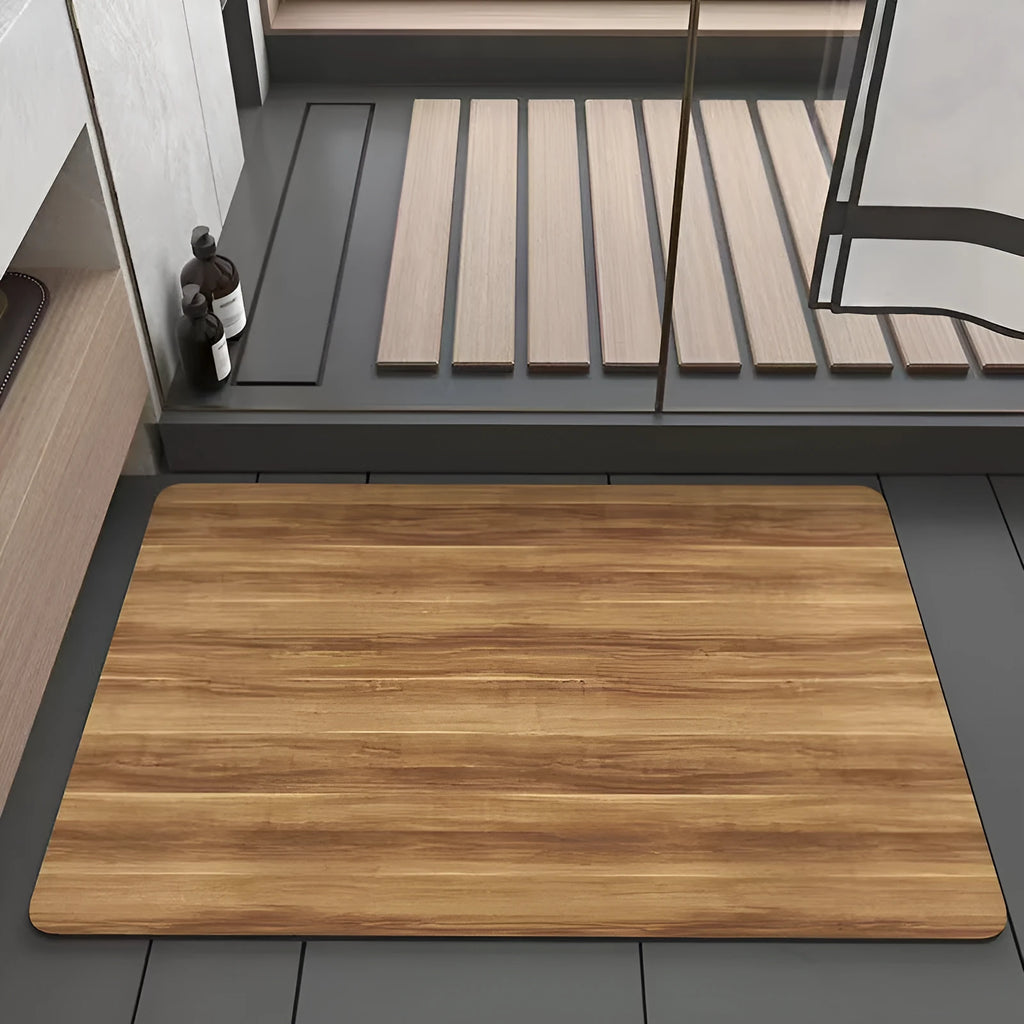 Diatomite bathroom floor mat with wood grain pattern in American style