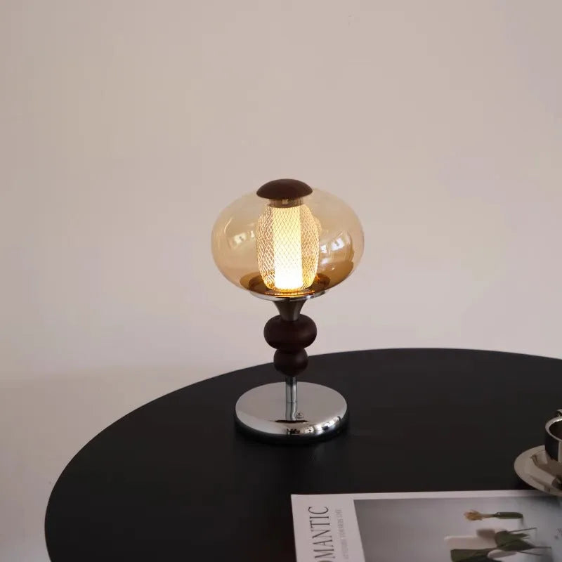 Zhonggu solid wood palace table lamp with touch switch, USB rechargeable, 5W LED, 16x28cm, retro style