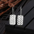 Geometric diamond plaid earrings in 925 silver measuring 17.5mm by 11mm