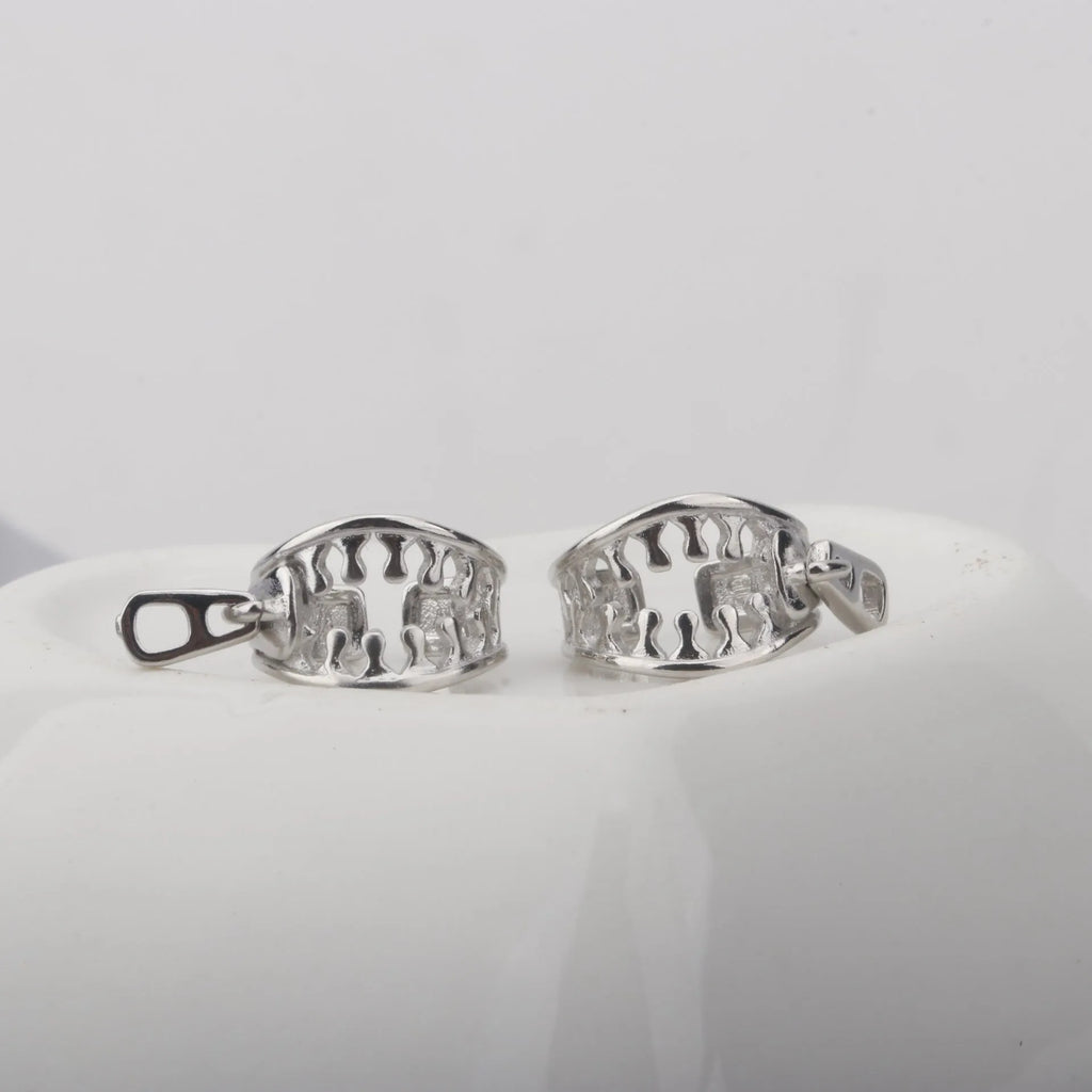 Copper geometric line pattern ear clips with bone clip back