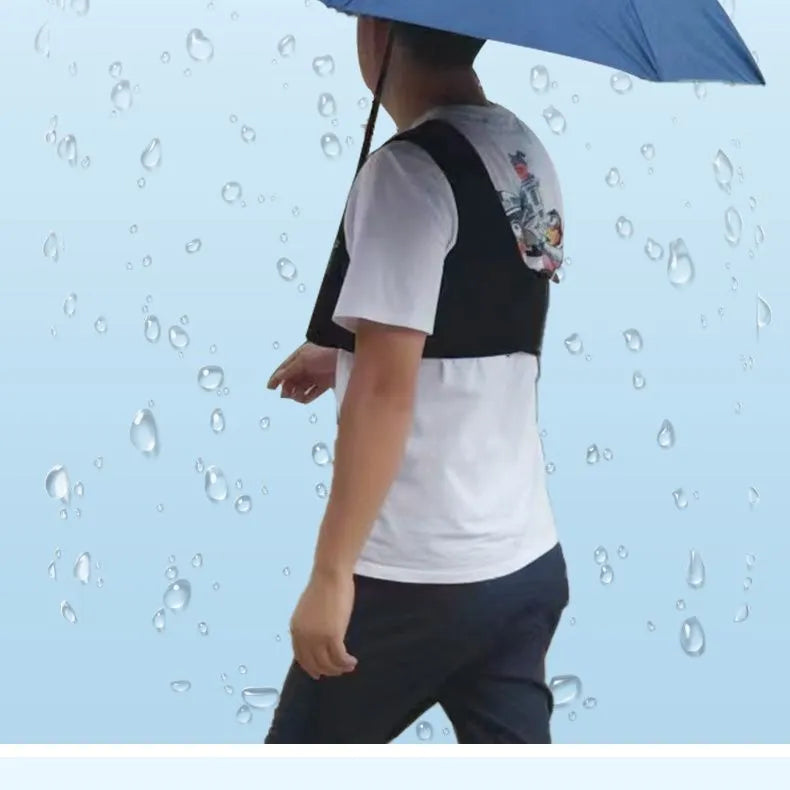 Portable sunshade umbrella holder fixed shoulder strap black diving cloth for manual umbrellas